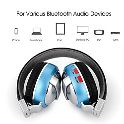 Wewoo Oreillette Bluetooth bleu pour iPhone, Samsung, HTC, Sony et autres Smartphones Stéréo Qualité Sonore V4.2 Casque, Distance: 10m, Soutien 3.5mm Audio Entrée & FM pas cher