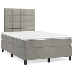 Maison Chic Lit Adulte - Lit simple Lit à sommier tapissier et matelas moelleux - Meuble de Chambre - Gris clair 120x200cm Velours -MN41617