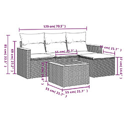 Avis vidaXL Salon de jardin avec coussins 5 pcs beige résine tressée