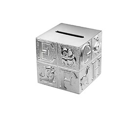 Zilverstad A6016260 Tirelire Cube Grand ABC Argenté Laqué