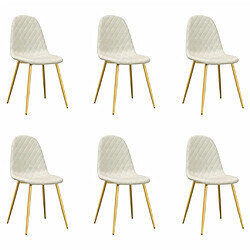 vidaXL Chaises à manger lot de 6 blanc crème velours