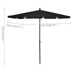 vidaXL Parasol de jardin avec mât 210x140 cm Noir pas cher