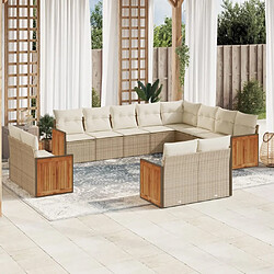 Maison Chic Salon de jardin avec coussins 12 pcs | Ensemble de Table et chaises | Mobilier d'Extérieur beige résine tressée -GKD56530