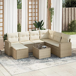 Maison Chic Salon de jardin avec coussins 8 pcs | Ensemble de Table et chaises | Mobilier d'Extérieur beige résine tressée -GKD69228