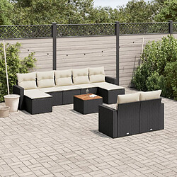 Maison Chic Salon de jardin 10 pcs avec coussins | Ensemble de Table et chaises | Mobilier d'Extérieur noir résine tressée -GKD68330