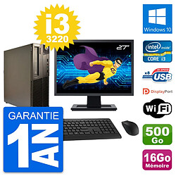 PC Lenovo M82 SFF Ecran 27" Intel i3-3220 RAM 16Go Disque 500Go Windows 10 Wifi · Occasion 