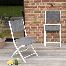 Wilsa Garden Chaises pliantes Modulo structure aluminium blanche, assise en textilène coloris gris chiné