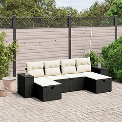 vidaXL Salon de jardin 6 pcs avec coussins noir résine tressée