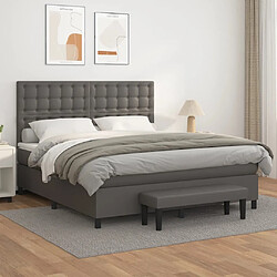 vidaXL Sommier à lattes de lit avec matelas Gris 160x200 cm Similicuir