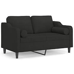 vidaXL Canapé 2 places avec oreillers décoratifs noir 120 cm tissu