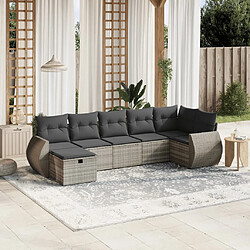 vidaXL Salon de jardin avec coussins 7 pcs gris clair résine tressée 