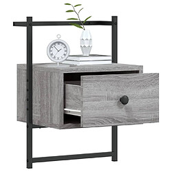 Avis Maison Chic Table de chevet murale - Table de Nuit sonoma gris 35x30x51cm bois d'ingénierie