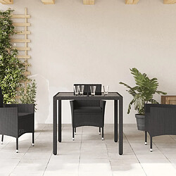 Avis Maison Chic Table de jardin | Table d'extérieur dessus en verre Noir 90x90x75 cm Résine tressée -GKD21266