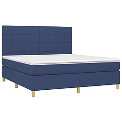 Avis Maison Chic Lit adulte- Lit + matelas,Sommier à lattes de lit et matelas et LED Bleu 180x200 cm Tissu -GKD33315