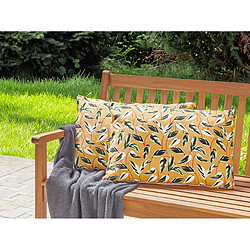 Beliani Lot de 2 coussins d'extérieur à motif de feuilles multicolores 40 x 60 cm TAGGIA