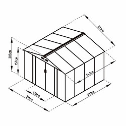 Abri de Jardin en Métal Gardiun Bristol 7,74 m² 241x321x205 cm Ext. Acier Galvanisé Gris Anthracite pas cher