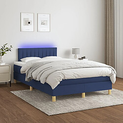 Sommier à lattes LED,Cadre à lattes de lit avec matelas pour Adulte Bleu 120x200 cm Tissu -MN10615