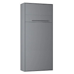 Inside 75 Armoire lit escamotable KOMPACT Ouverture assistée, coloris gris mat couchage 90*200 cm. 