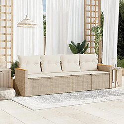 Maison Chic Salon de jardin avec coussins 4 pcs, Ensemble Tables et chaises de jardin,, Ensemble Tables et chaises de jardin, beige résine tressée -GKD561880