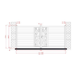 Acheter Vente-Unique Portail battant aluminium semi ajouré à motifs L357 x H172 cm anthracite LABRIT II