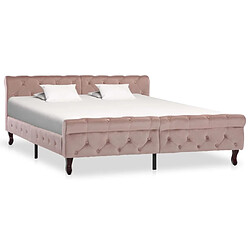 vidaXL Cadre de lit sans matelas Rose Velours 160x200 cm