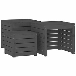 Helloshop26 Ensemble de boîtes de jardin 3 pcs bois de pin massif gris 02_0013176