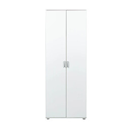 Avis Pegane Armoire meuble de rangement 2 portes coloris blanc - Longueur 70 x Profondeur 34 x Hauteur 189 cm