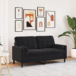 vidaXL Canapé 2 places avec oreillers décoratifs noir 140 cm velours