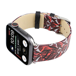 Acheter Wewoo Thorns Printing Bracelet de montre en cuir véritable pour Apple Watch séries 5 et 4 40 mm / 3 et 2 et 1 38 mm rouge