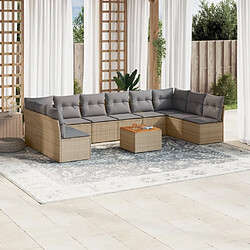 vidaXL Salon de jardin 11 pcs avec coussins beige résine tressée 