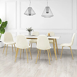 Maison Chic Lot de 6 Chaises à manger | Chaise de salle à manger cuisine blanc crème velours -GKD76323