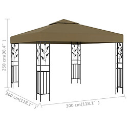 Avis vidaXL Tonnelle 3x3 m Taupe 180 g/m²