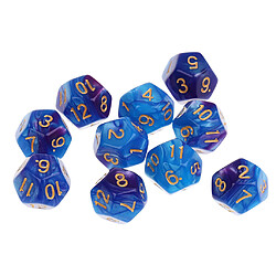 10pcs 12 découpes en dés driz polyvalent pour dungeons et dragons jeux de table bleu violet pas cher