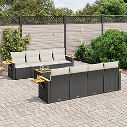 Maison Chic Ensemble Tables et chaises d'extérieur 9 pcs avec coussins,Salon de jardin noir résine tressée -GKD322119