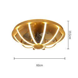 Universal Lampe ventilateur de plafond ultra-mince de 60 cm, 220V, 64W LED, vitesse du vent à trois vitesses, lampe ventilateur de plafond tricolore, salle à manger, chambre à coucher, balcon, acrylique, or pas cher