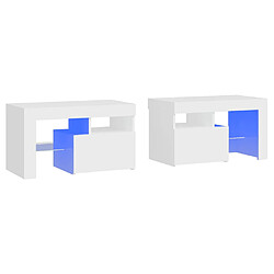 vidaXL Tables de chevet 2 pcs et lumières LED Blanc 70x36,5x40 cm