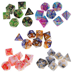 dés poliédriques 35pcs Dés Polyédriques Nombres Dice D4-D10 de 2 Couleurs pour D & D RPG Jeux de Table