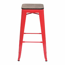 Acheter Mendler Tabouret de bar HWC-A73, avec siège en bois, métal, style industriel ~ rouge