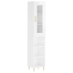 Maison Chic Buffet,Meuble de Rangement,commode pour salon,Cuisine Blanc brillant 34,5x34x180 cm Bois d'ingénierie -MN28158