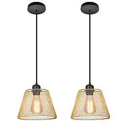 Stoex Lot de 2 Lustre Suspensions en forme de Cage 20cm Doré , Suspension Luminaire In