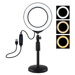 Wewoo Support de bureau à base ronde + 6,2 pouces 3 modes USB Dimmable Anneau LED Vlogging Video Lighthauteur réglable 18cm-28cm 