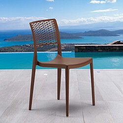 Ahd Amazing Home Design Chaise pour salle à manger Bar et Jardin en Polypropylène Empilable et Légère Cross, Couleur: Marron