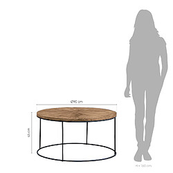 Acheter Table Basse Industrielle Ronde Parümm Nege 90x90x45 cm en Bois d'Orme Recyclé et Fer