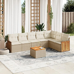 vidaXL Salon de jardin avec coussins 8 pcs beige résine tressée 