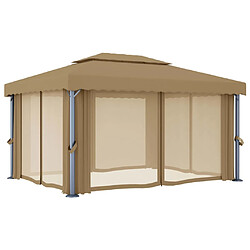 Acheter vidaXL Tonnelle avec rideau 4x3 m Taupe Aluminium