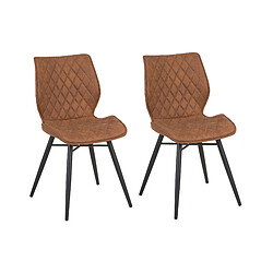 Beliani Chaise de salle à manger LISLE Set de 2 Tissu Marron doré 