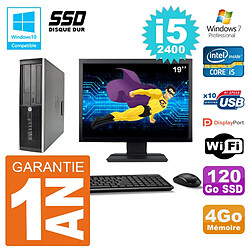 PC HP 6200 SFF Ecran 19" Intel i5-2400 RAM 4Go SSD 120Go Graveur DVD Wifi W7 - Occasion