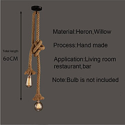 BESTA Lumière pendante industrielle, lumière suspendue de double-tête de corde de chanvre pour manger, Hall, restaurant, barre, café - longueur 60cm