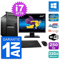 PC Tour Lenovo M93p Ecran 22" Core i7-4770 RAM 32Go Disque 250Go Windows 10 Wifi · Occasion 