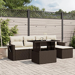 vidaXL Salon de jardin avec coussins 6 pcs marron résine tressée